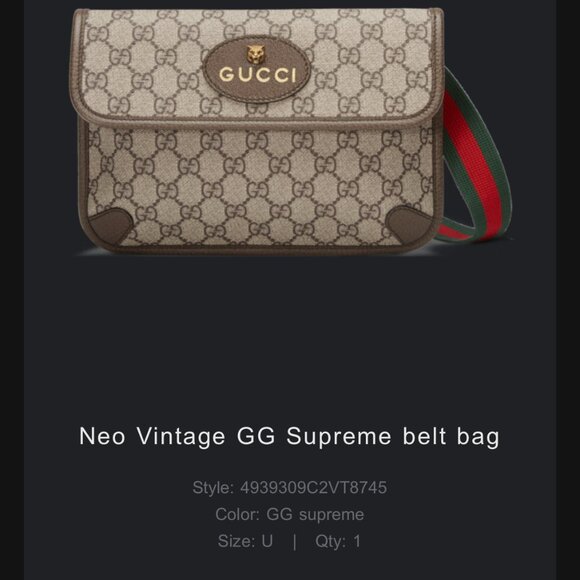 Gucci Neo Vintage GG Supreme Belt Bag AUTHENTIC with Dustbag - Picture 8 of 9